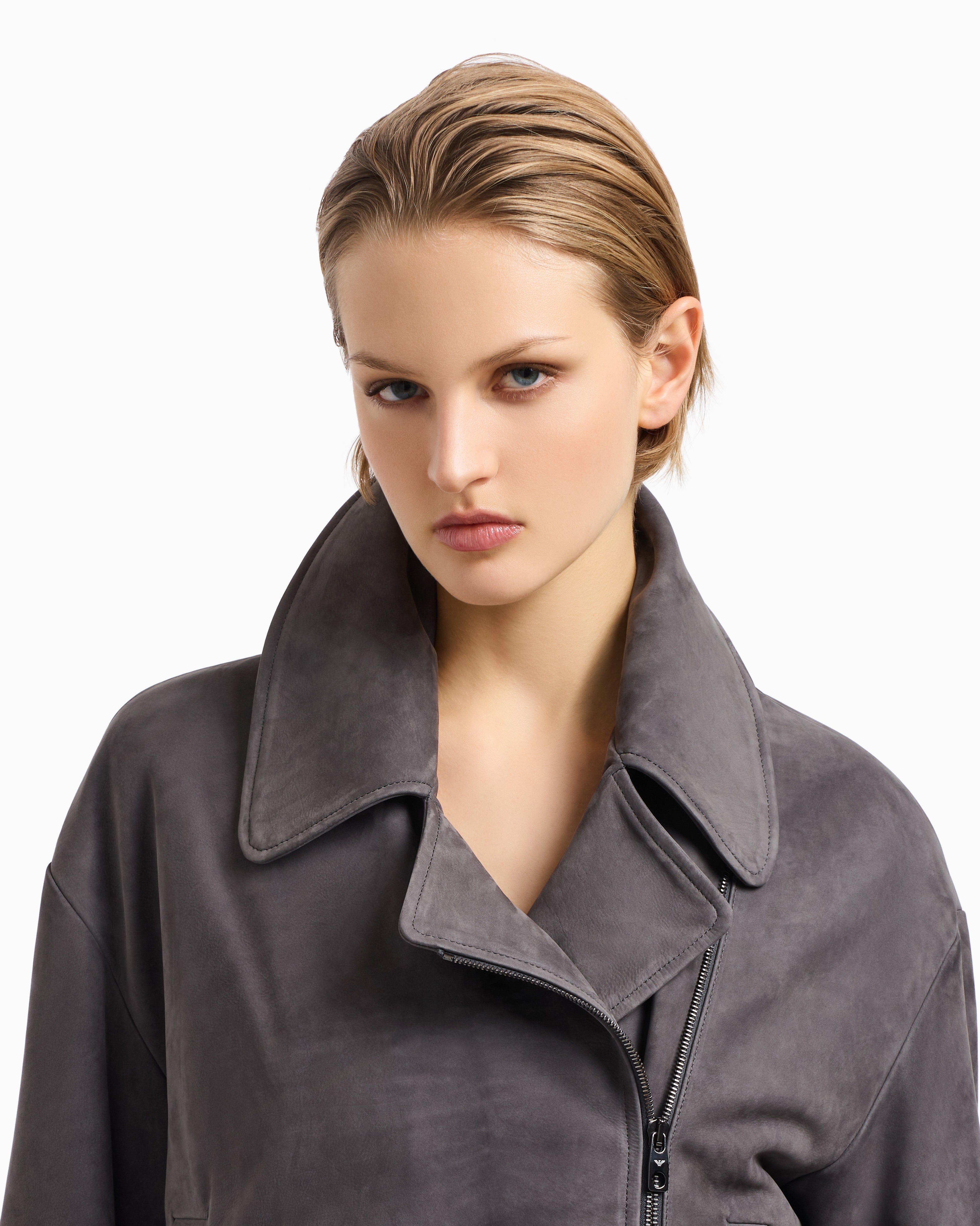 Emporio Armani Icon nubuck calf leather biker jacket