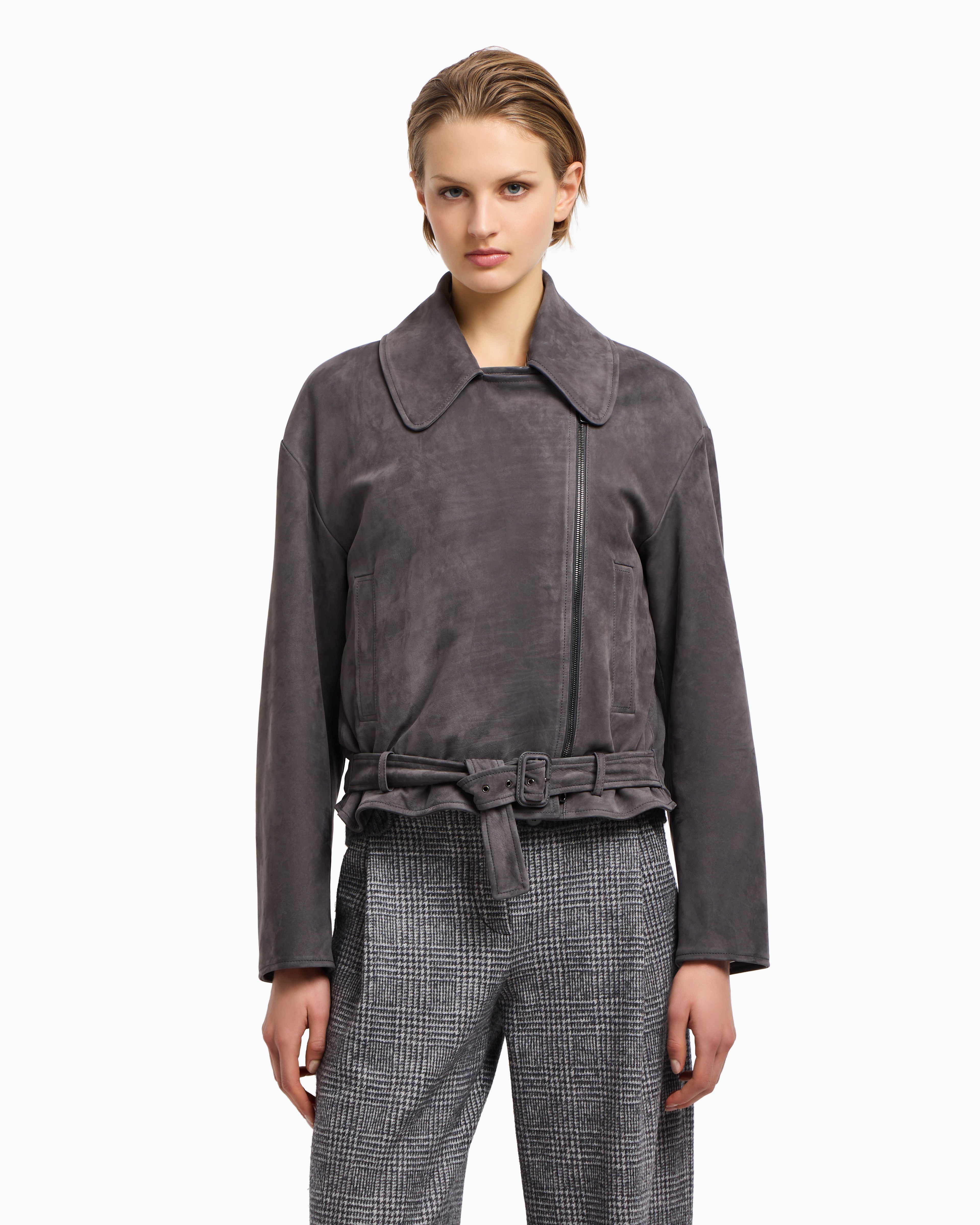 Emporio Armani Icon nubuck calf leather biker jacket