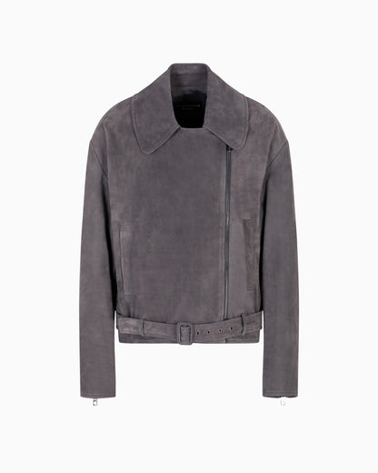 Emporio Armani Icon nubuck calf leather biker jacket