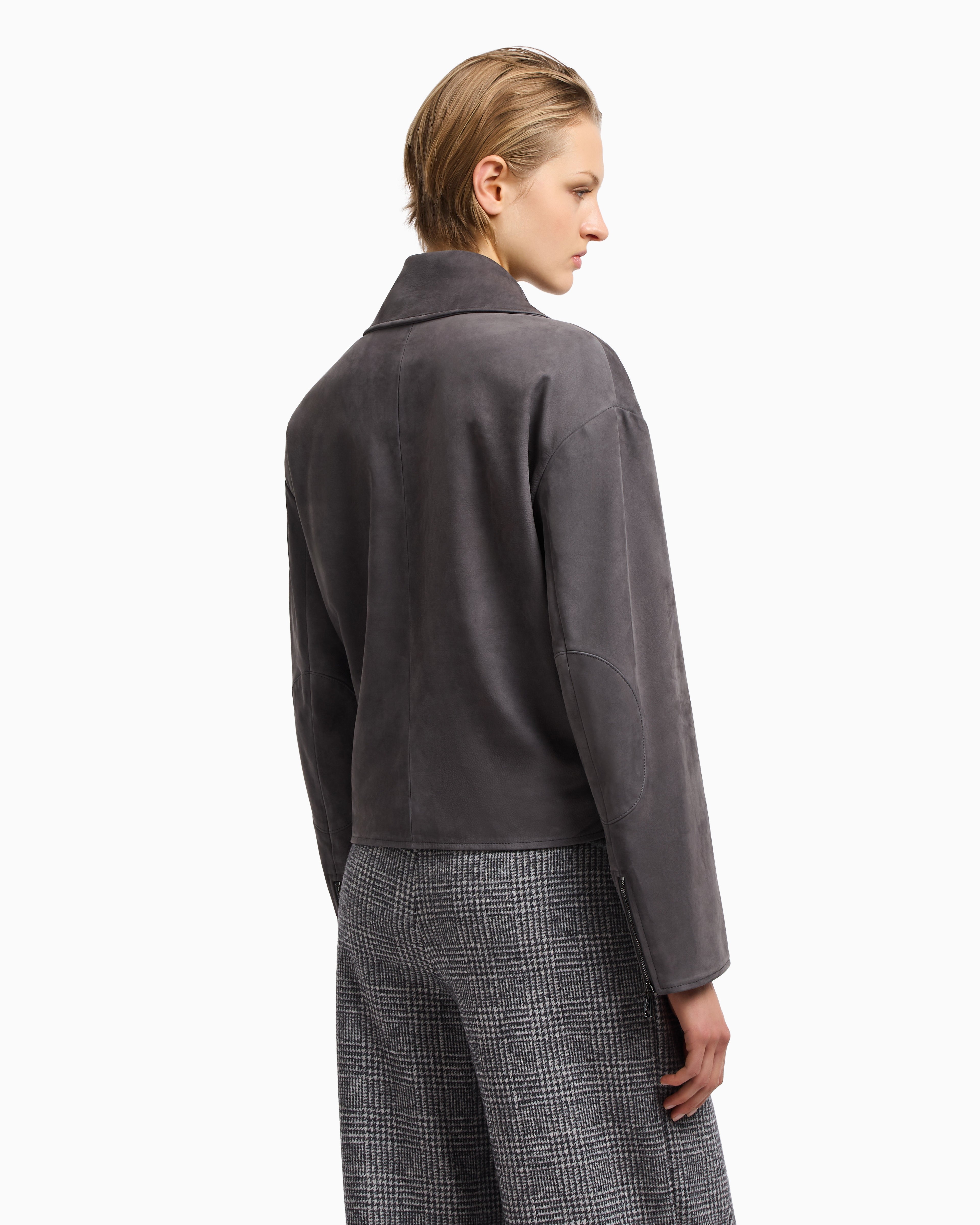 Emporio Armani Icon nubuck calf leather biker jacket