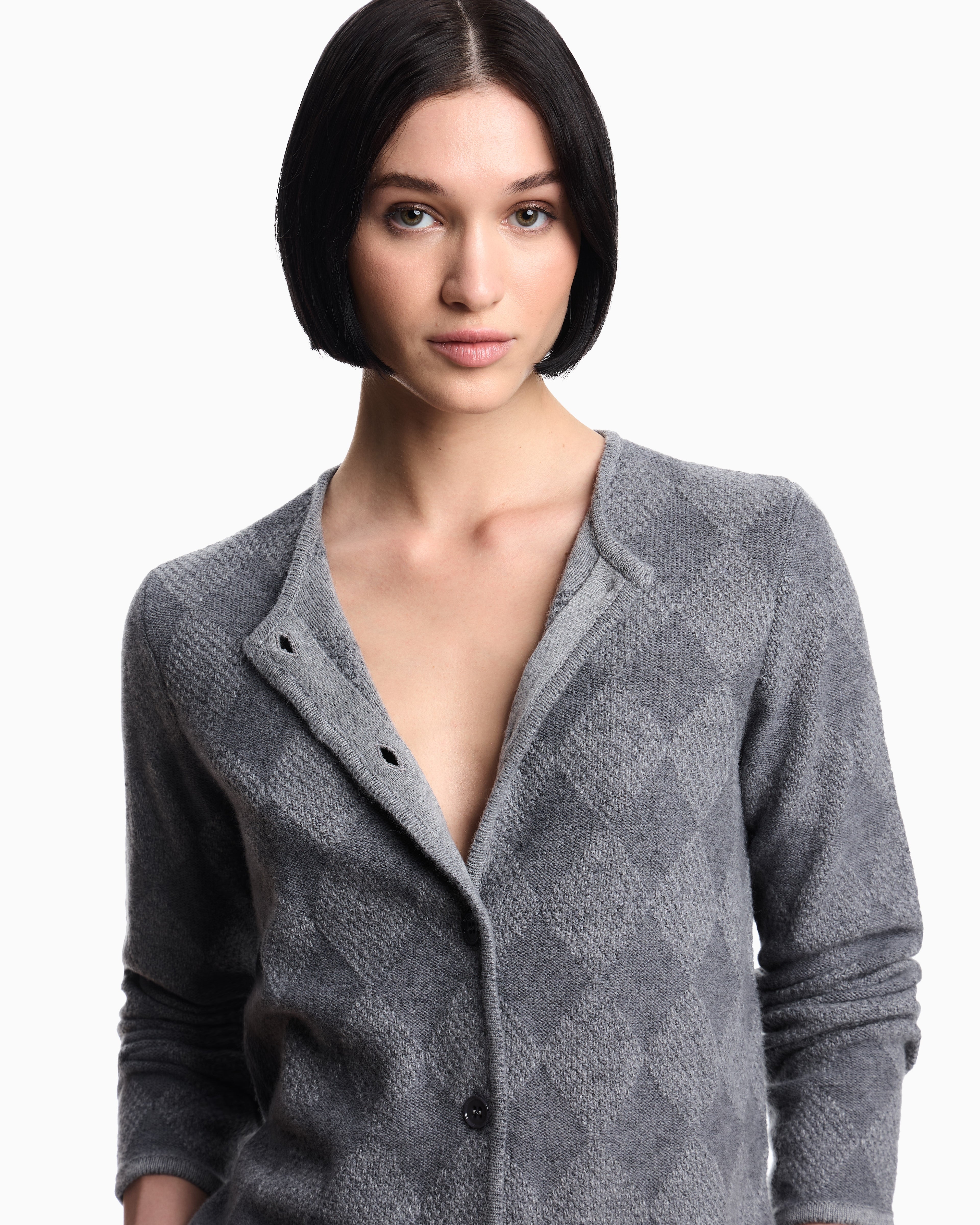 Emporio Armani Icon wool-blend cardigan with plated diamond motif