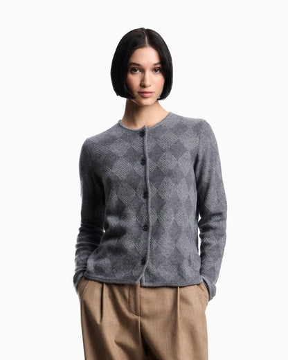 Emporio Armani Icon wool-blend cardigan with plated diamond motif