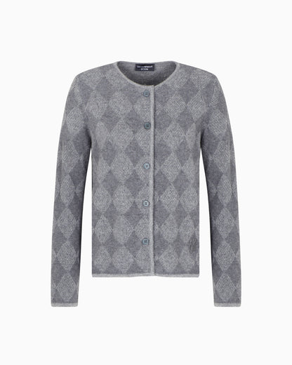 Emporio Armani Icon wool-blend cardigan with plated diamond motif