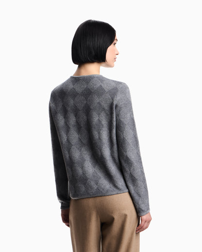 Emporio Armani Icon wool-blend cardigan with plated diamond motif