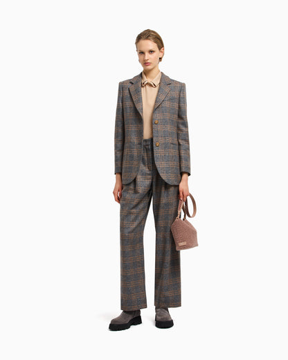 Emporio Armani Icon check-motif virgin-wool blend trousers with pleats