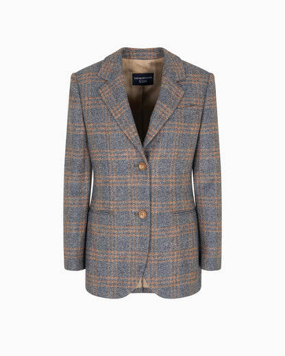 Emporio Armani Icon virgin-wool blend single-breasted blazer with check motif