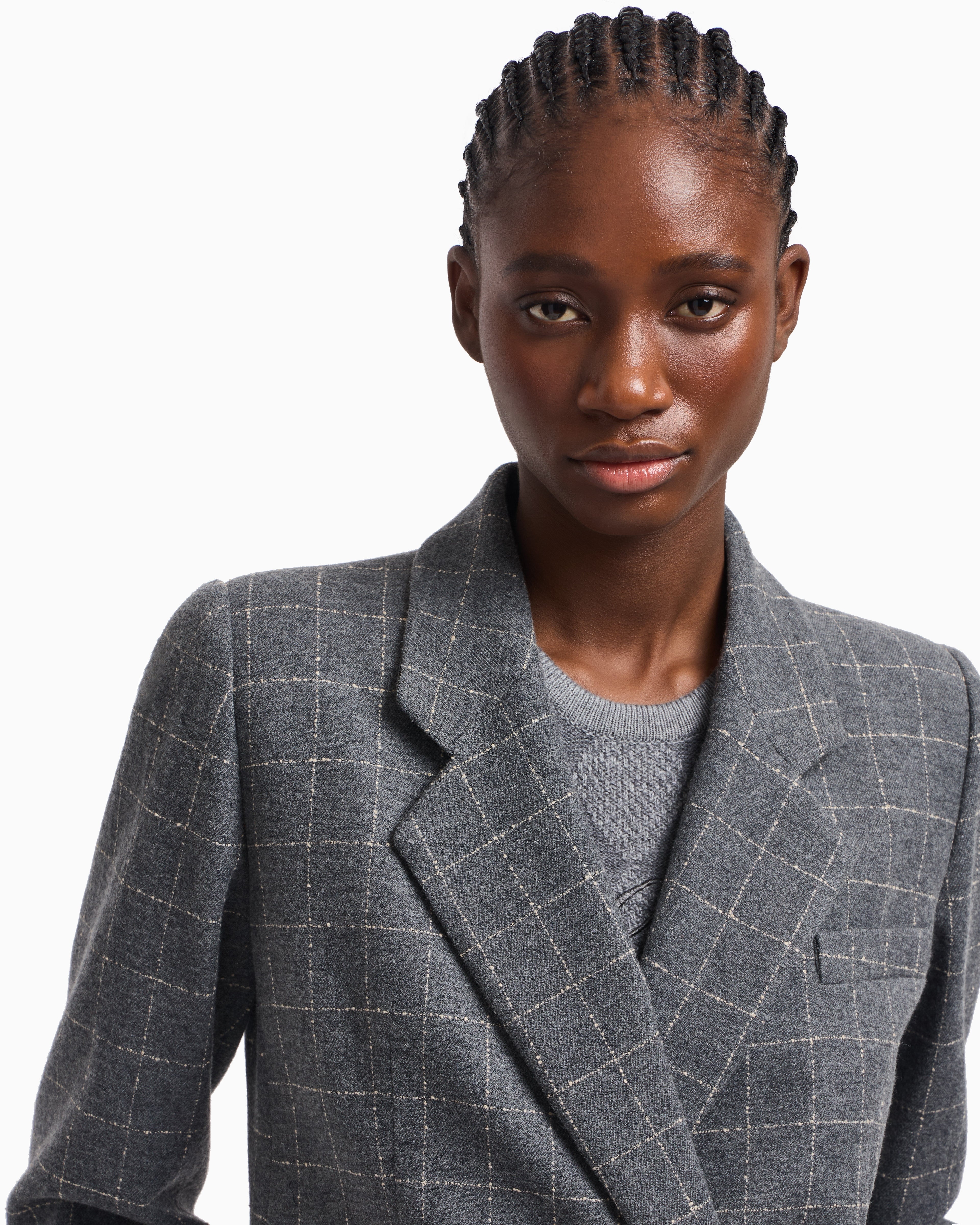 Emporio Armani Icon flannel double-breasted blazer with a check motif