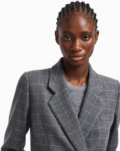 Emporio Armani Icon flannel double-breasted blazer with a check motif