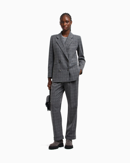 Emporio Armani Icon flannel double-breasted blazer with a check motif