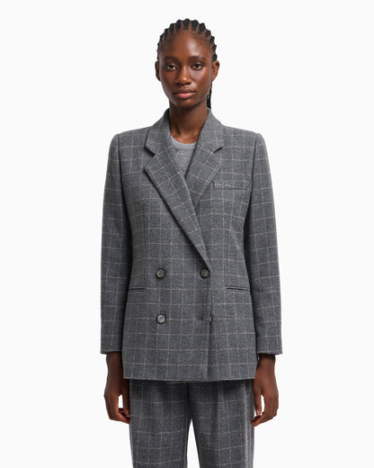 Emporio Armani Icon flannel double-breasted blazer with a check motif