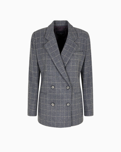 Emporio Armani Icon flannel double-breasted blazer with a check motif