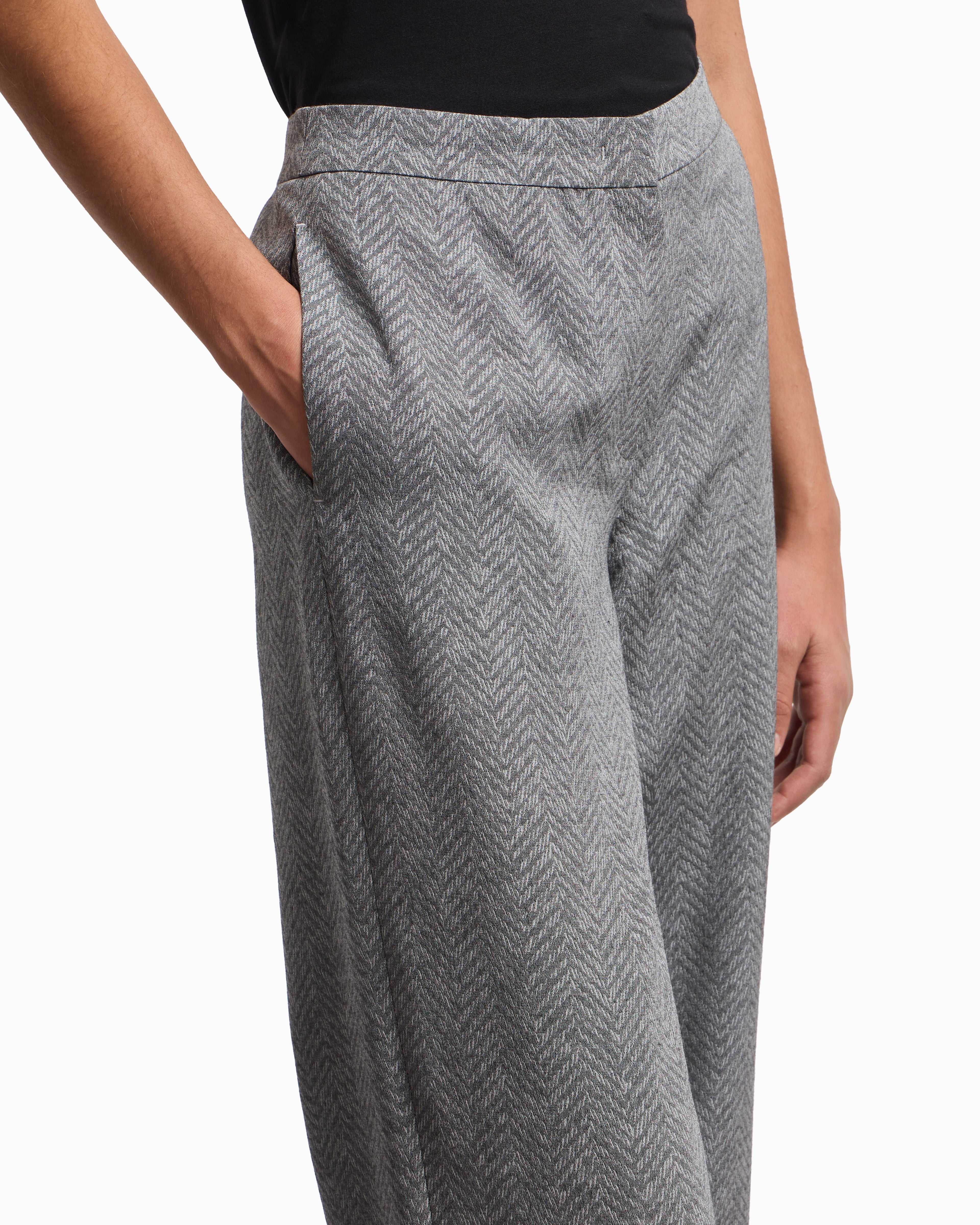 Emporio Armani Icon chevron viscose-blend trousers