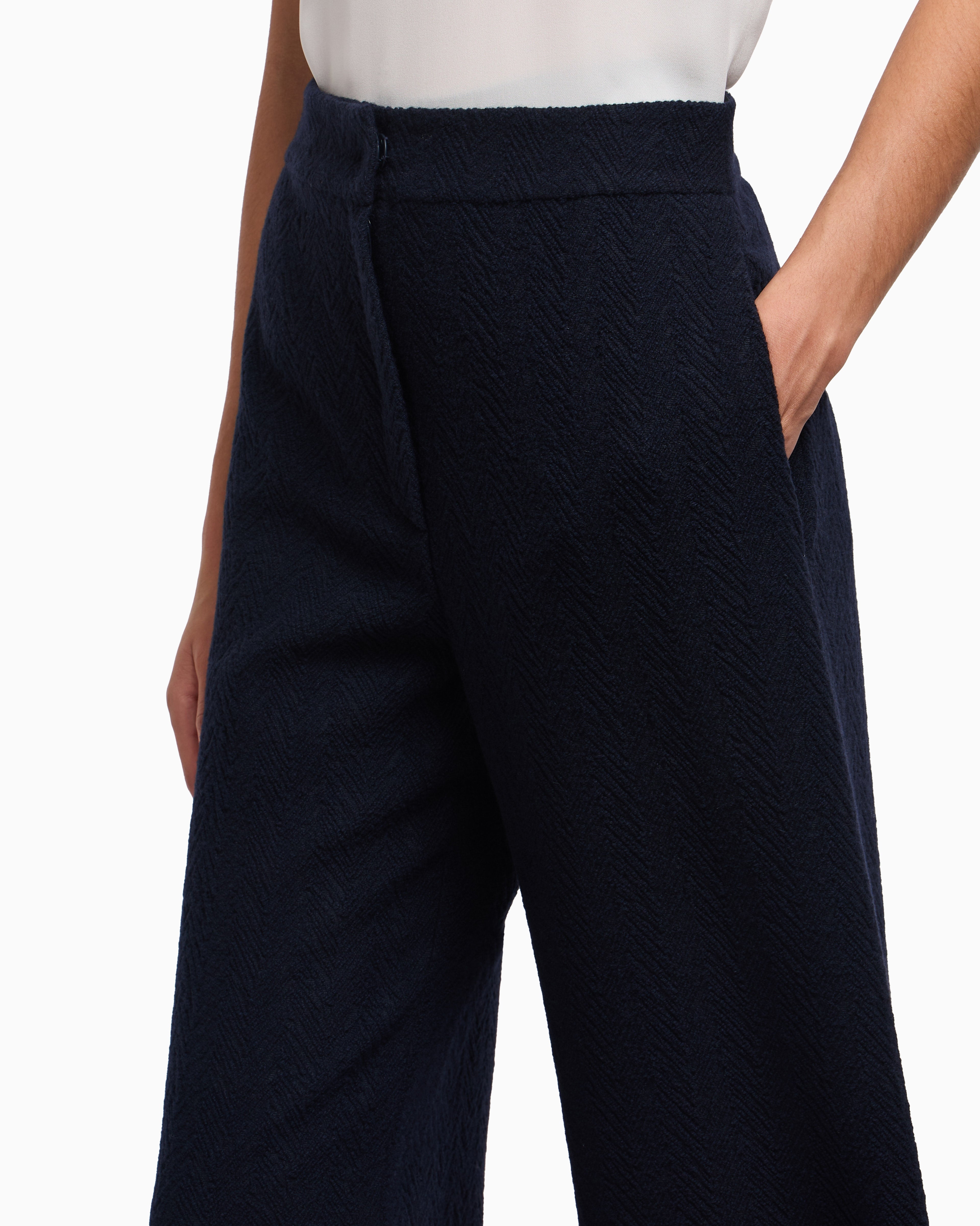 Emporio Armani Icon chevron-motif jacquard wide-leg trousers