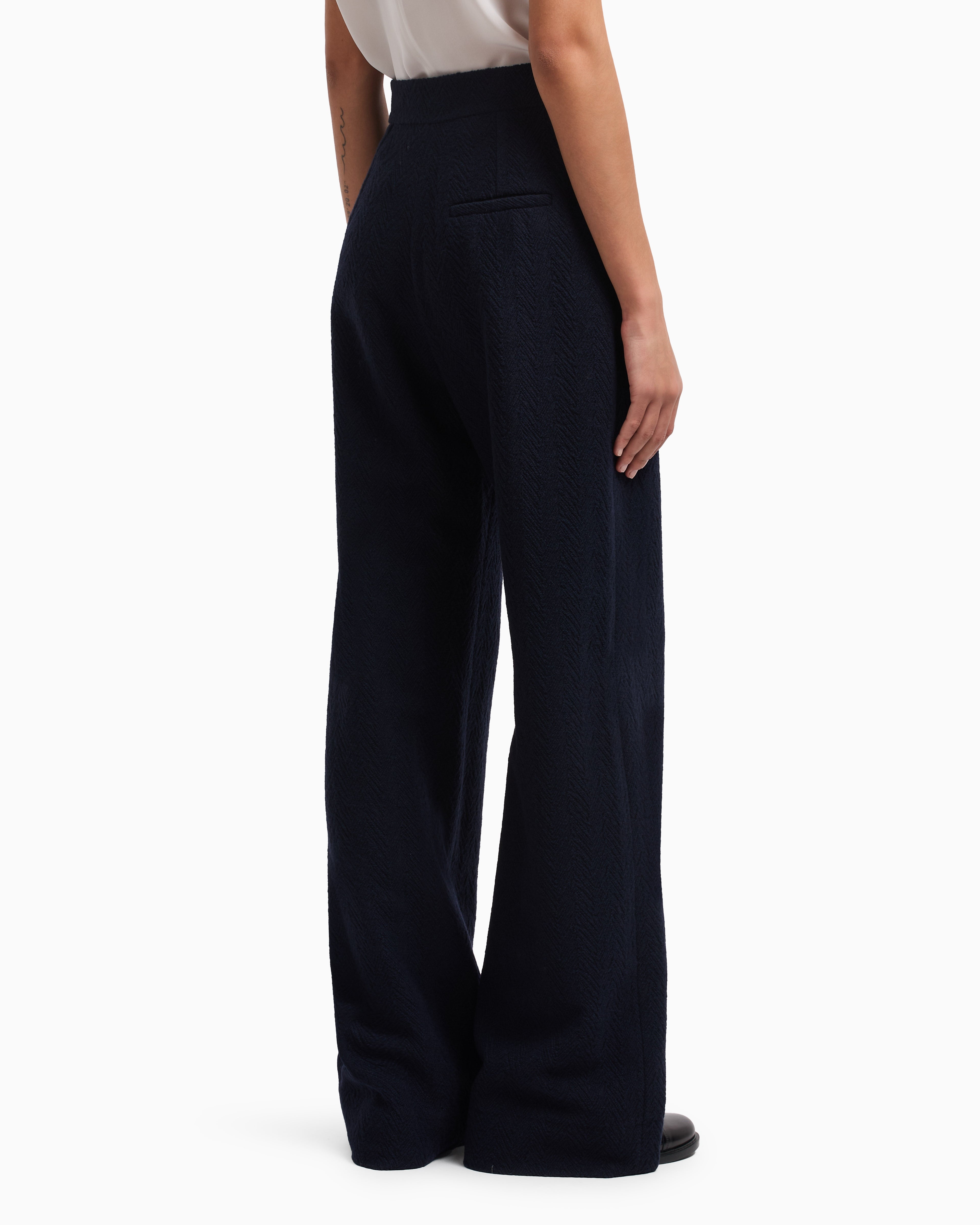 Emporio Armani Icon chevron-motif jacquard wide-leg trousers
