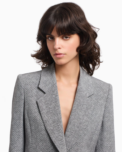 Emporio Armani Icon chevron viscose-blend single-breasted blazer