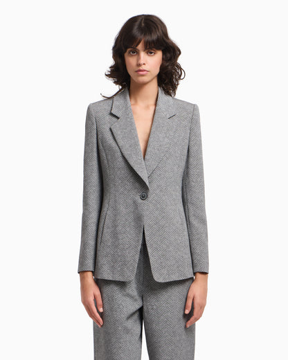 Emporio Armani Icon chevron viscose-blend single-breasted blazer