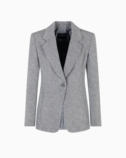 Emporio Armani Icon chevron viscose-blend single-breasted blazer