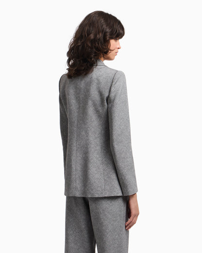 Emporio Armani Icon chevron viscose-blend single-breasted blazer