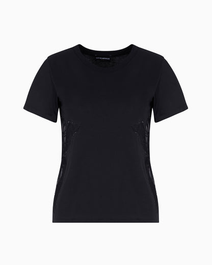 Emporio Armani ASV Supima jersey T-shirt with tulle inserts