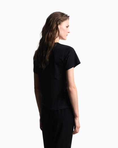 Emporio Armani ASV Supima jersey T-shirt with tulle inserts
