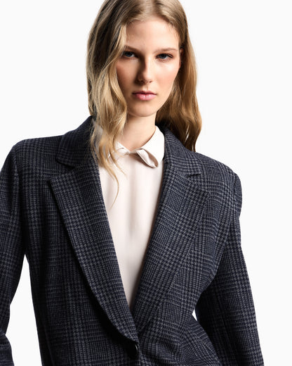 Emporio Armani Icon Prince of Wales check compact knit jersey single-breasted blazer