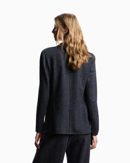 Emporio Armani Icon Prince of Wales check compact knit jersey single-breasted blazer