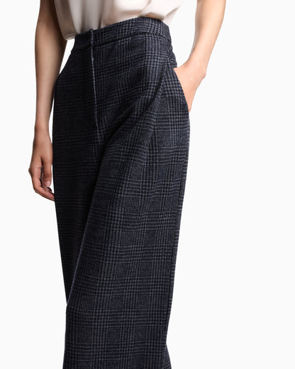 Emporio Armani ASV Icon Prince of Wales check compact jersey-knit trousers with pleats