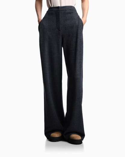 Emporio Armani ASV Icon Prince of Wales check compact jersey-knit trousers with pleats