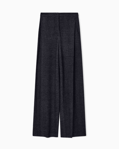 Emporio Armani ASV Icon Prince of Wales check compact jersey-knit trousers with pleats