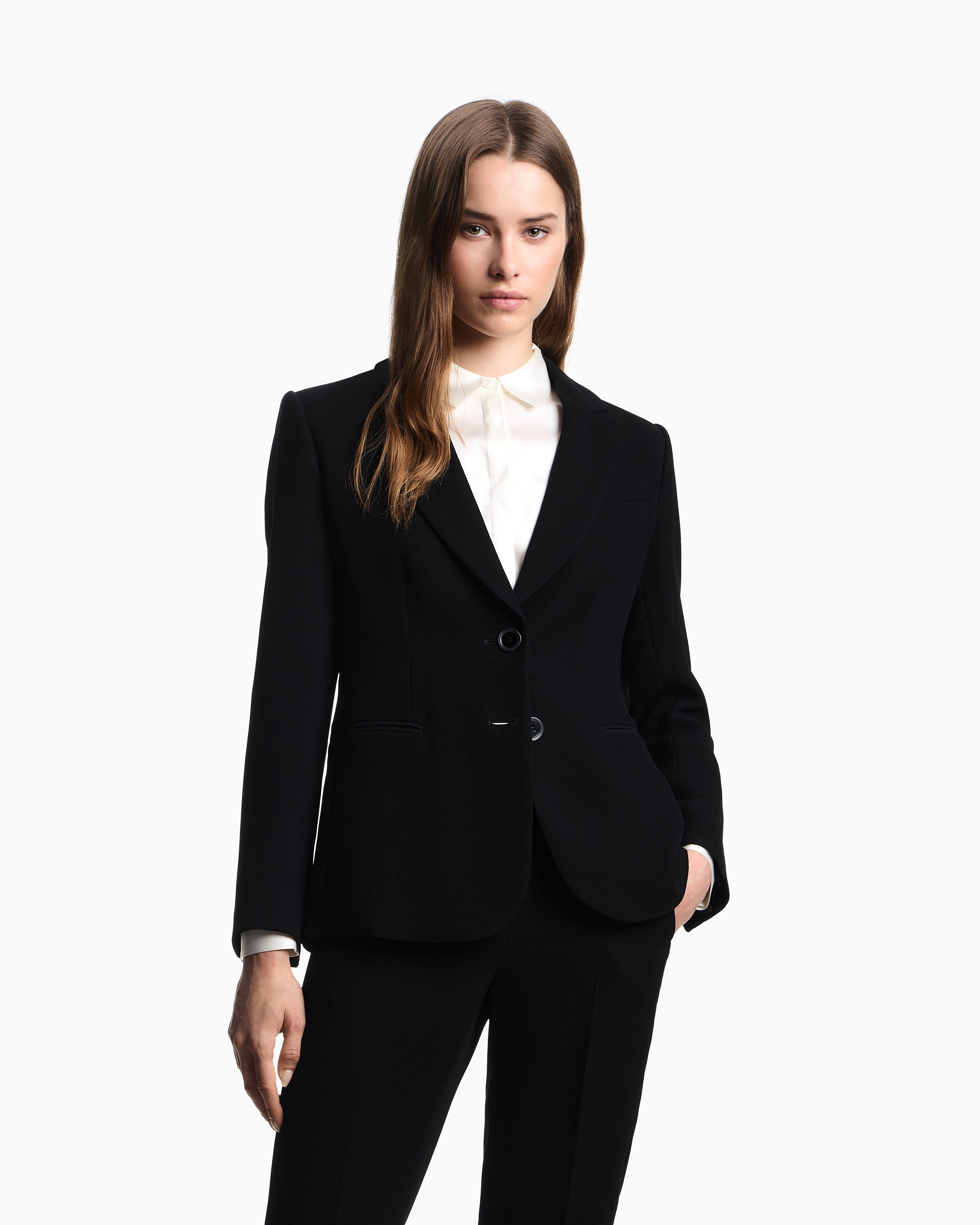 Emporio Armani ASV single-breasted blazer in waffle weave technical fabric