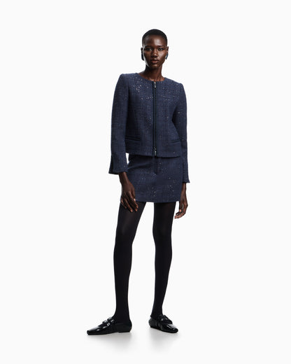 Emporio Armani Lurex tweed mini skirt with micro sequins
