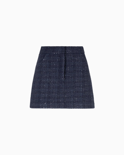 Emporio Armani Lurex tweed mini skirt with micro sequins