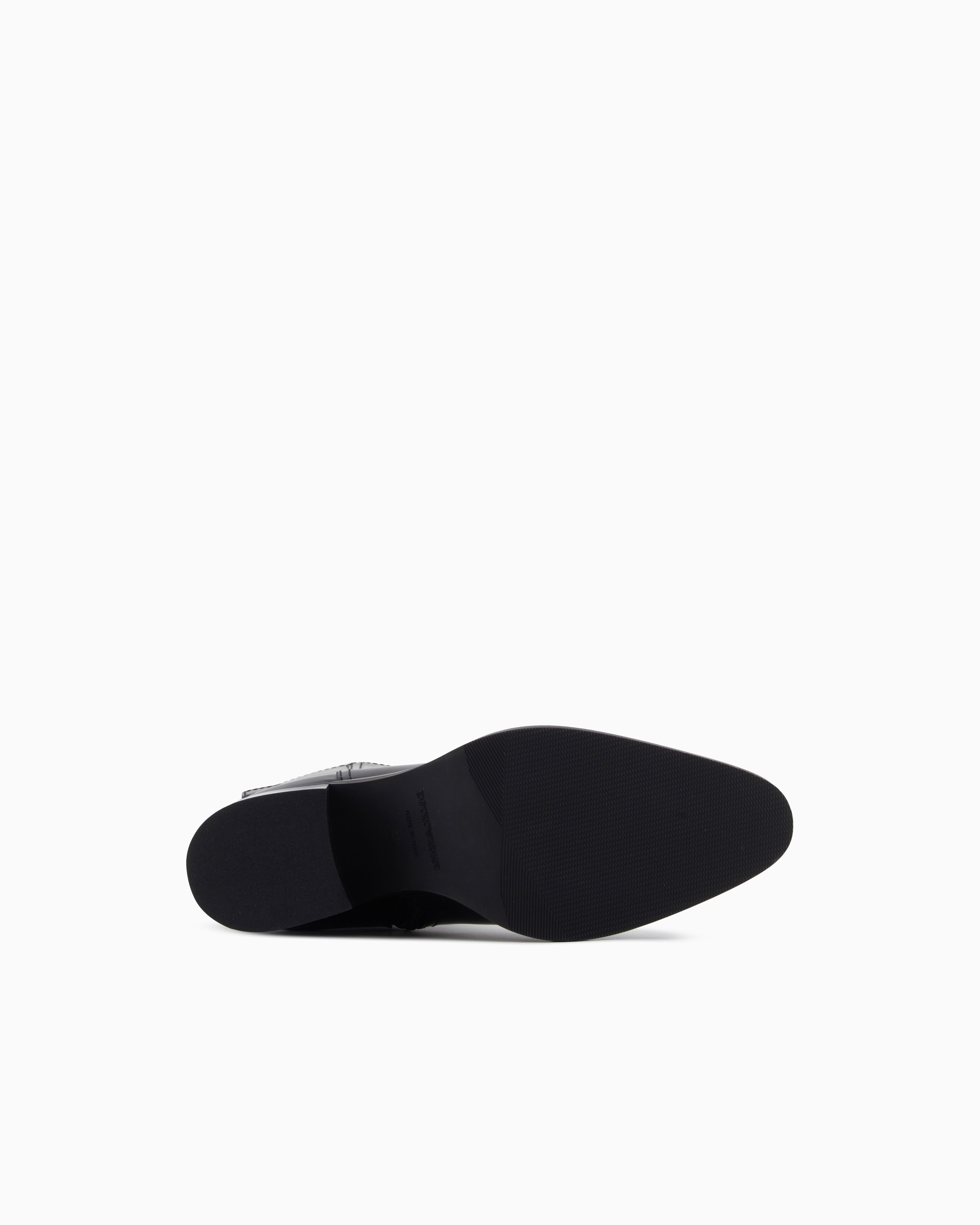 Emporio Armani Brushed Leather Ankle Boots With Strap Black
