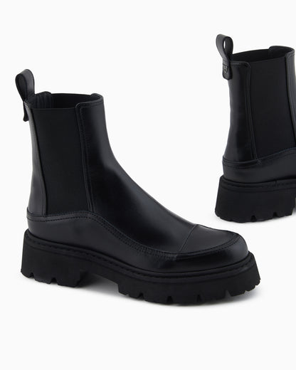Emporio Armani Leather Beatle Boots Black