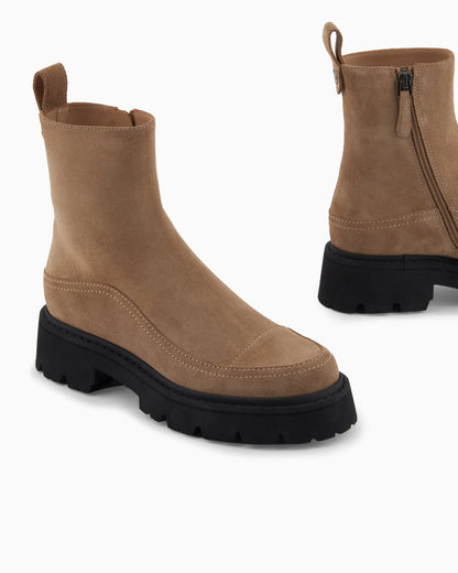 Emporio Armani Icon Suede Ankle Boots Camel