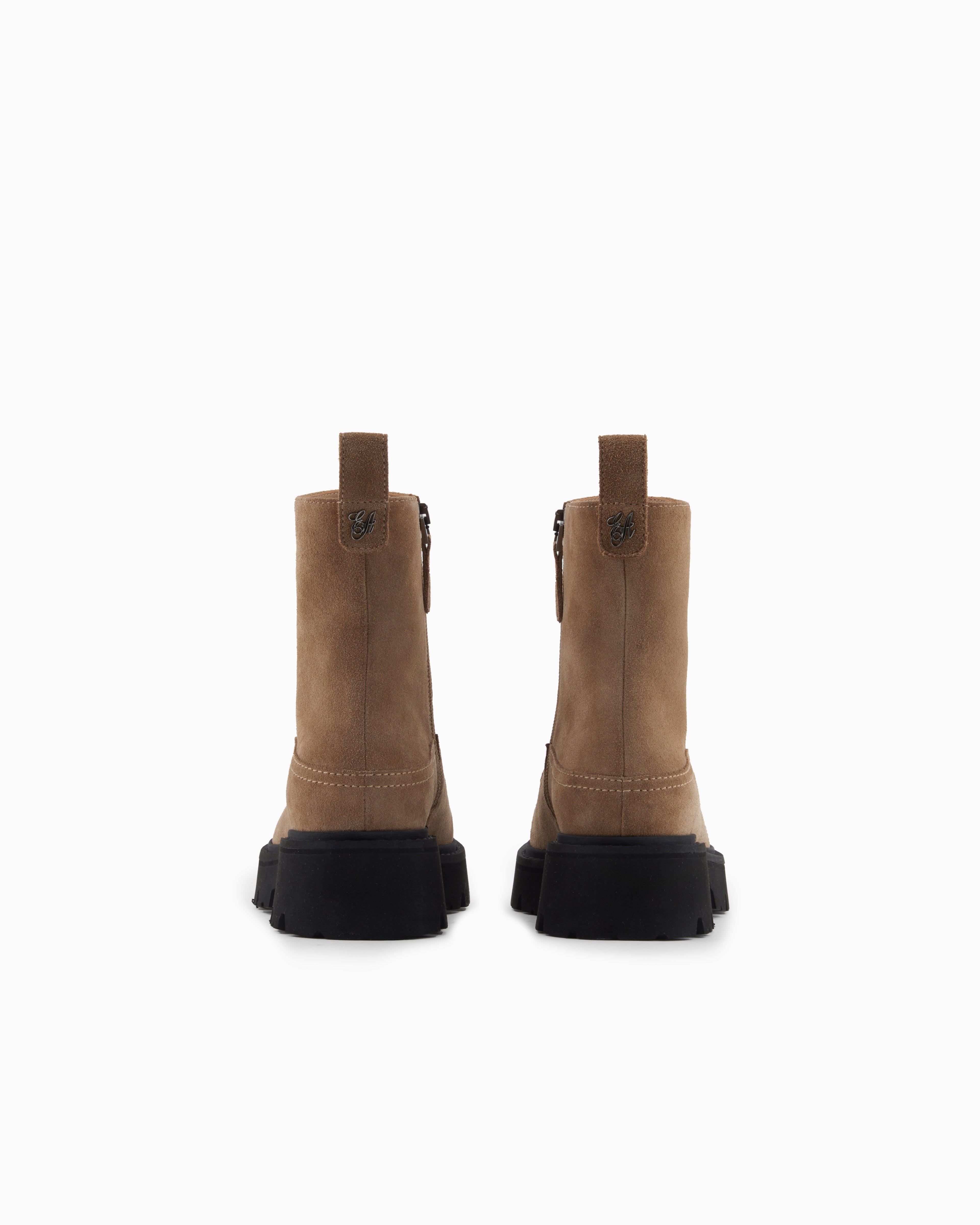 Emporio Armani Icon Suede Ankle Boots Camel