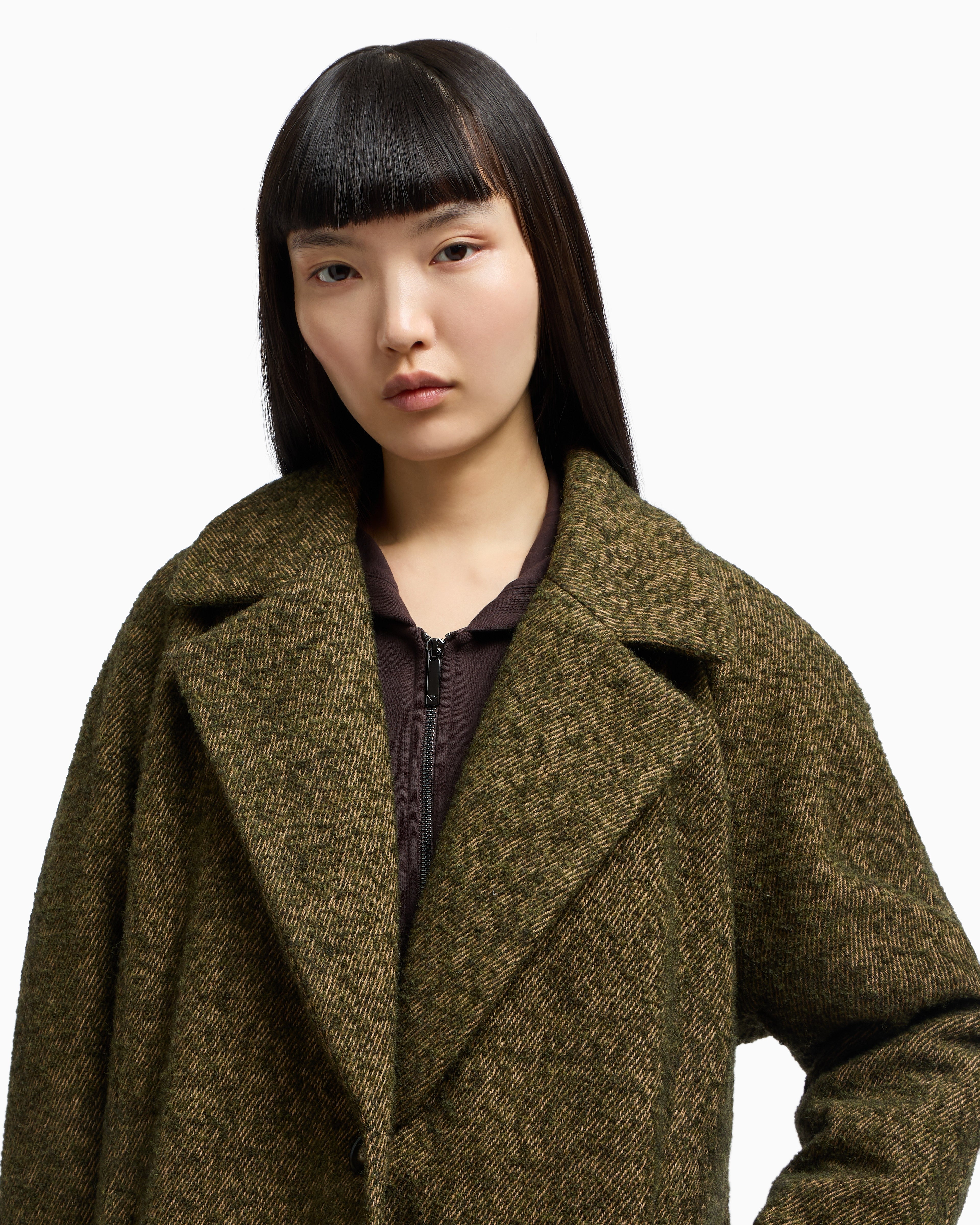 Emporio Armani New York capsule collection bouclé wool-blend coat