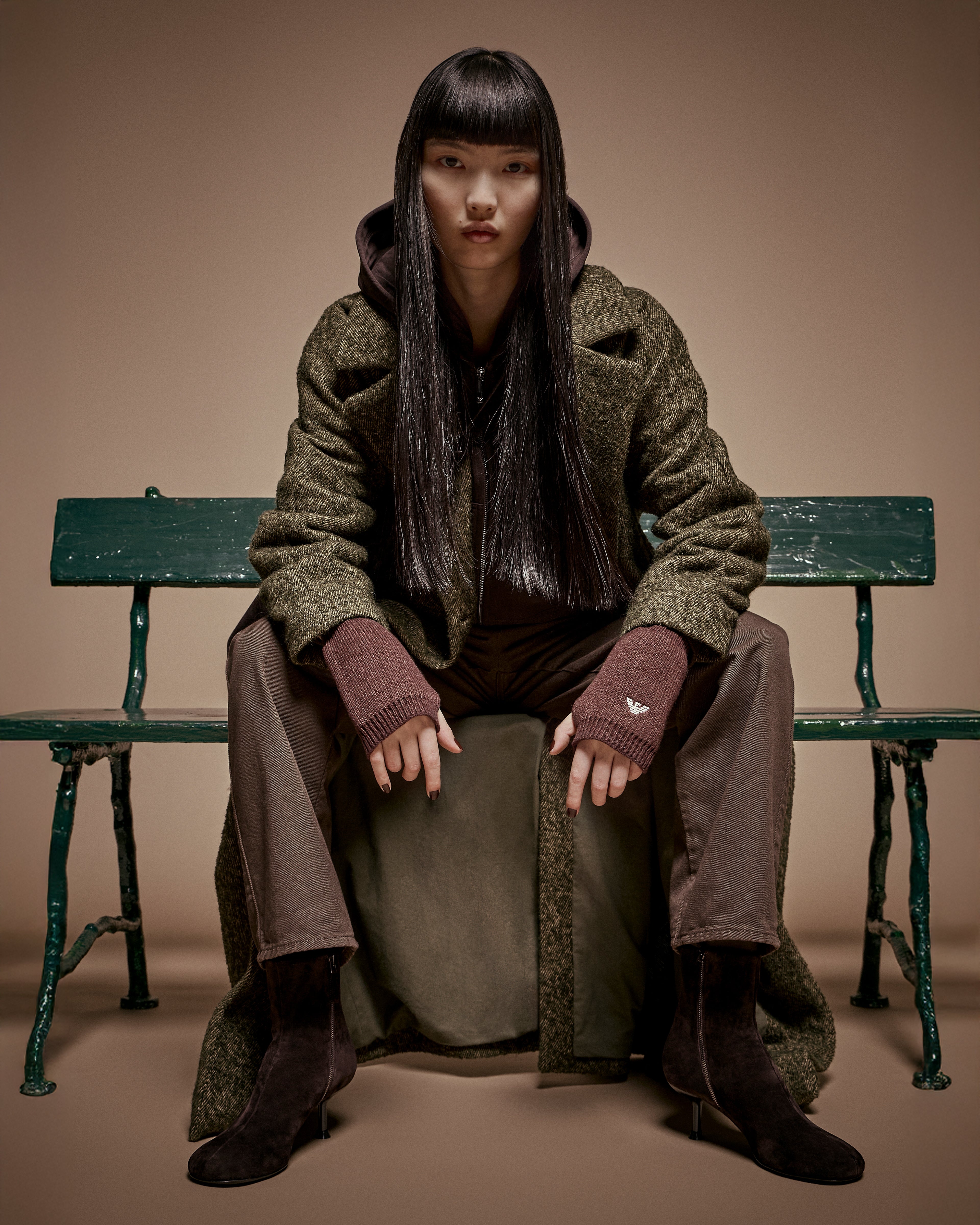 Emporio Armani New York capsule collection bouclé wool-blend coat