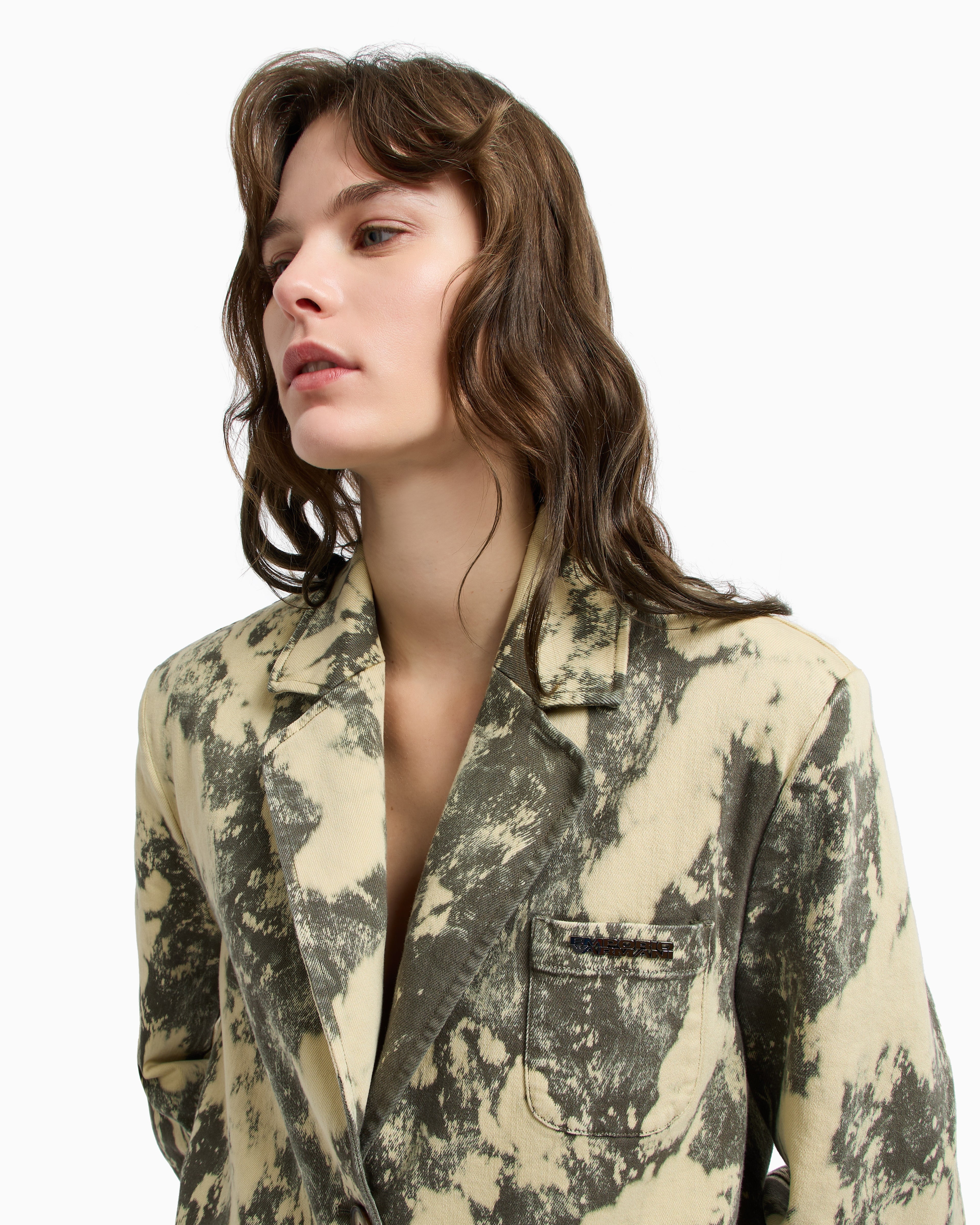 Emporio Armani New York capsule collection single-breasted tie-dye effect garment-dyed drill blazer