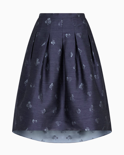 Emporio Armani Jeu de Cartes motif wool-blend jacquard skirt with godet pleats