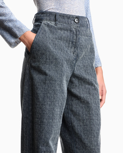 Emporio Armani Flocked denim trousers with all-over chevron motif