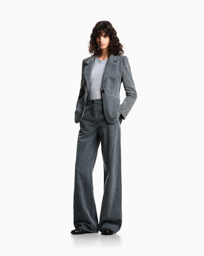 Emporio Armani Flocked denim trousers with all-over chevron motif