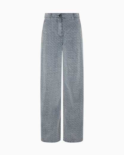 Emporio Armani Flocked denim trousers with all-over chevron motif