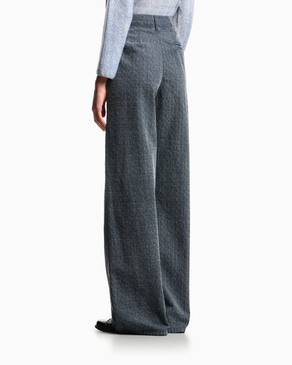 Emporio Armani Flocked denim trousers with all-over chevron motif