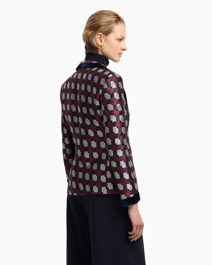 Emporio Armani Geometric jacquard blazer with velvet details
