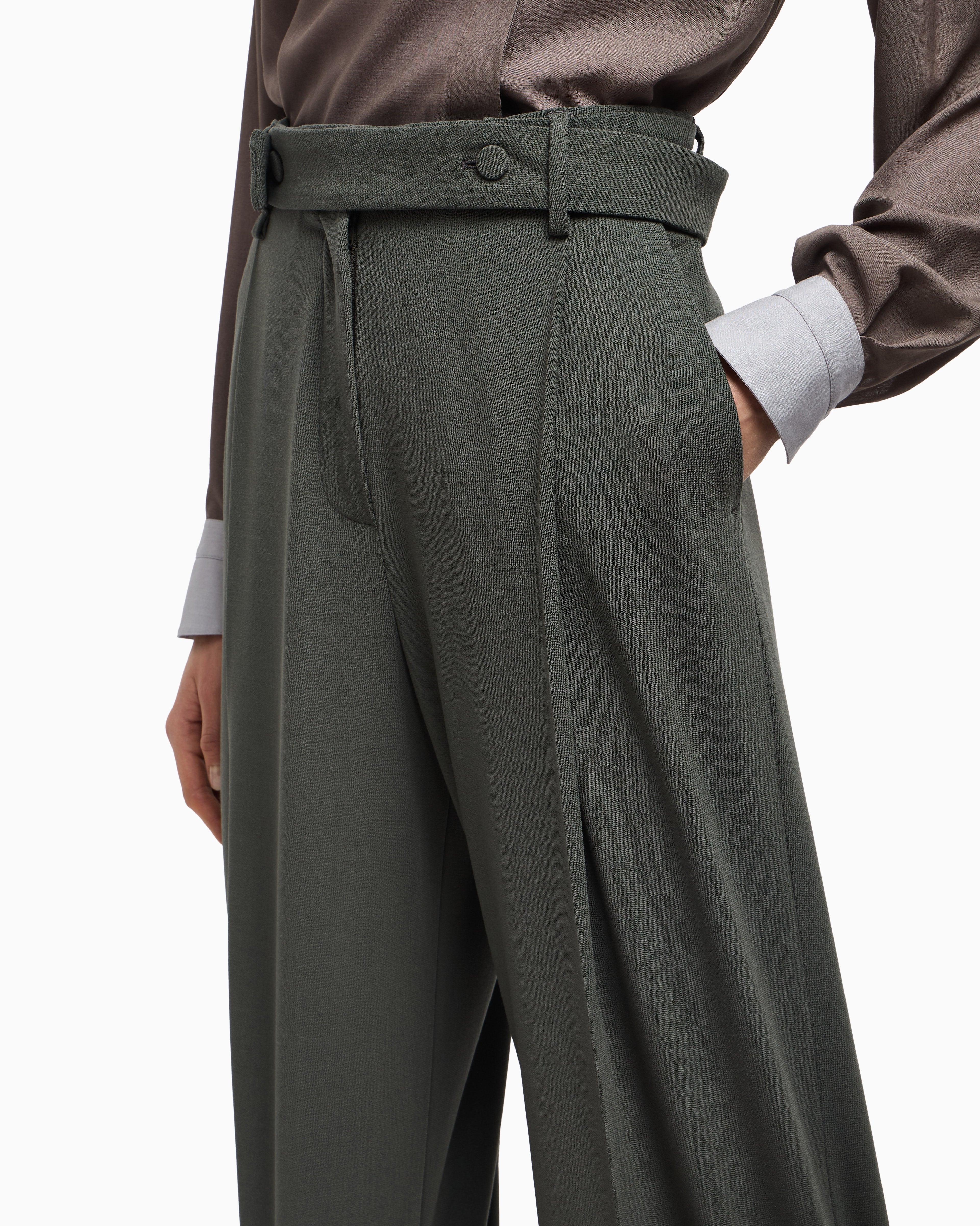 Emporio Armani Barathea wool trousers with a belt