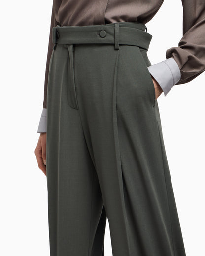 Emporio Armani Barathea wool trousers with a belt