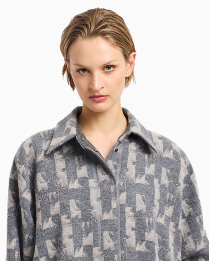 Emporio Armani Jacquard wool-blend blouson with an irregular geometric motif