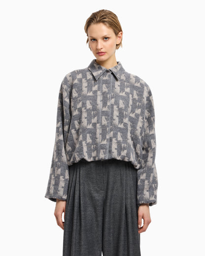 Emporio Armani Jacquard wool-blend blouson with an irregular geometric motif