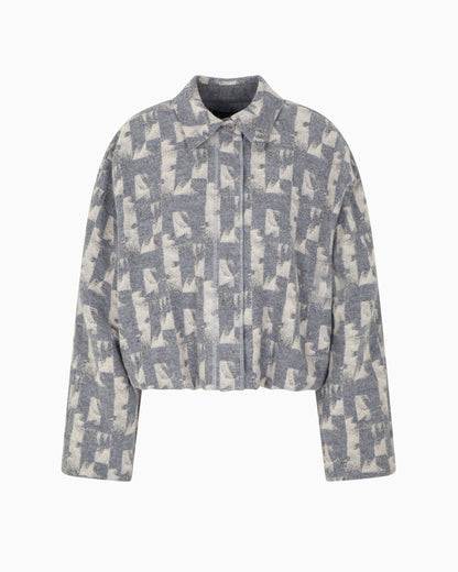 Emporio Armani Jacquard wool-blend blouson with an irregular geometric motif